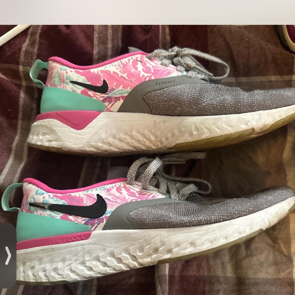 Nike Women's Flyknit Sneakers - Pink, Gray, and Green
